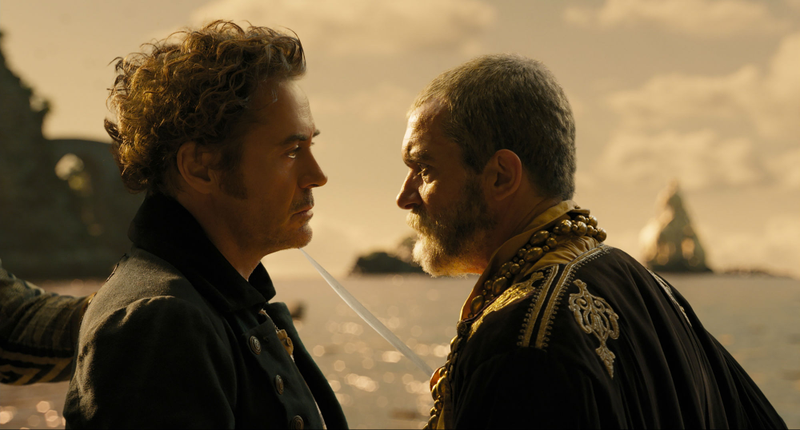 This image IS Dolittle. Antonio Banderas really trying. Robert Downey Jr...not.